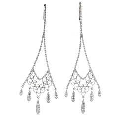 Diamond Micro Pave White Gold Dangle Earrings