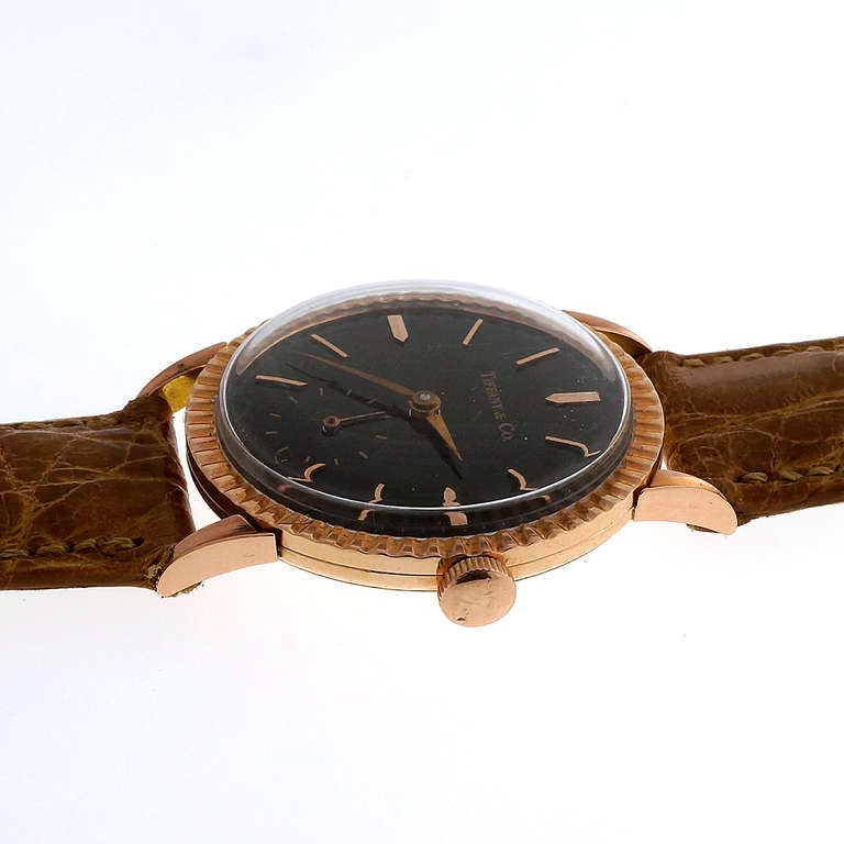 Longines Rose Gold Wristwatch Retailed by Tiffany & Co. circa 1950s 1