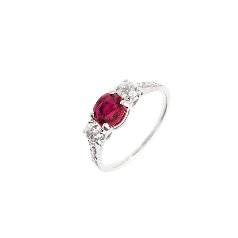 Cartier Natural Cushion Ruby And Diamond Ring