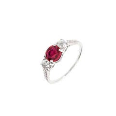Cartier Ring mit Rubin und Diamant im natürlichen Kissenschliff