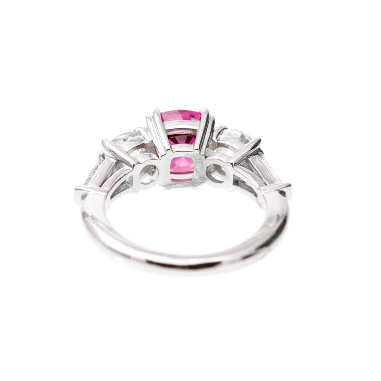 Art Deco Ruby No Heat Diamond Platinum Ring