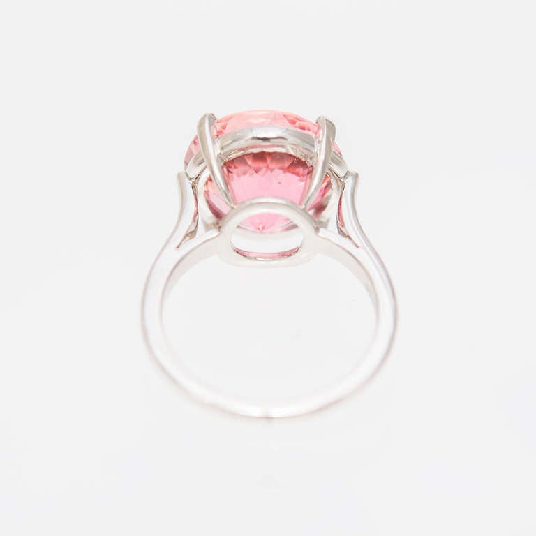 Modern Tiffany Natural 8.59-Carat Certified Pink Tourmaline Platinum Ring, 1960