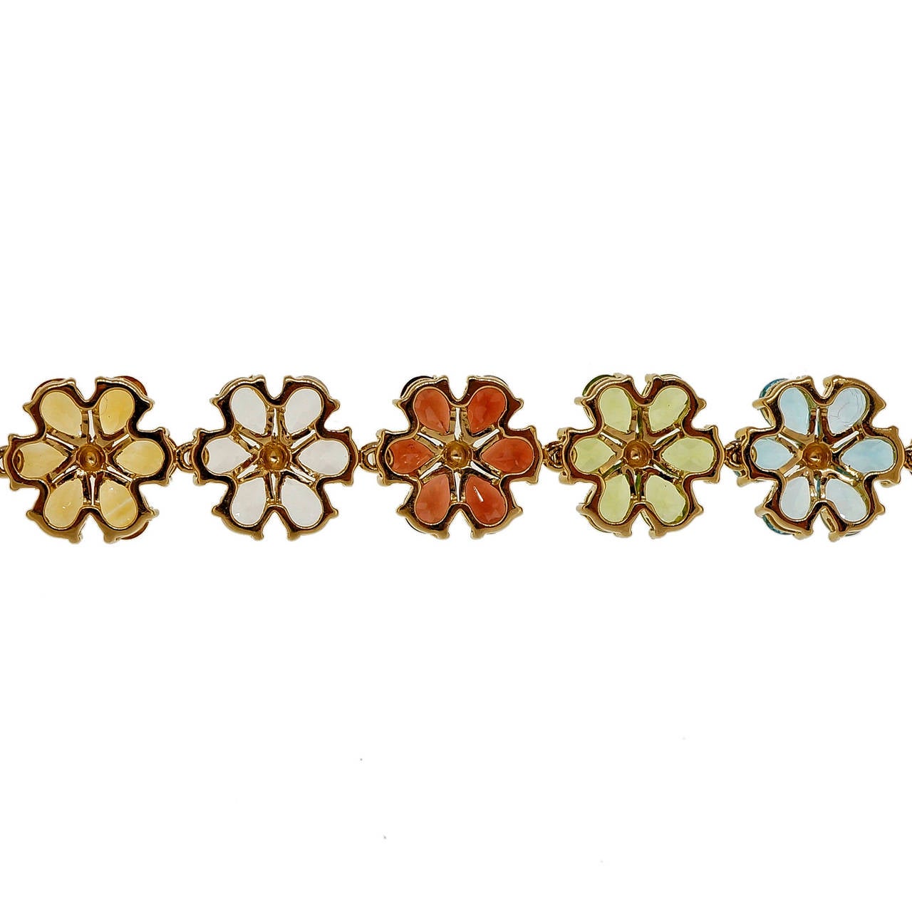  Collier en or jaune avec améthyste, citrine, topaze, grenat, péridot et grenat Pour femmes 