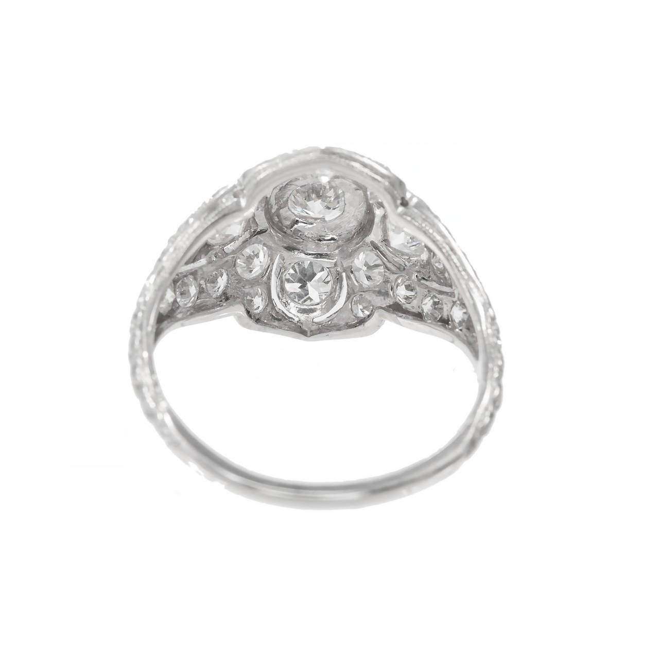 Women's 1.31 Carat Old European Diamond Platinum Dome Edwardian Engagement Ring For Sale