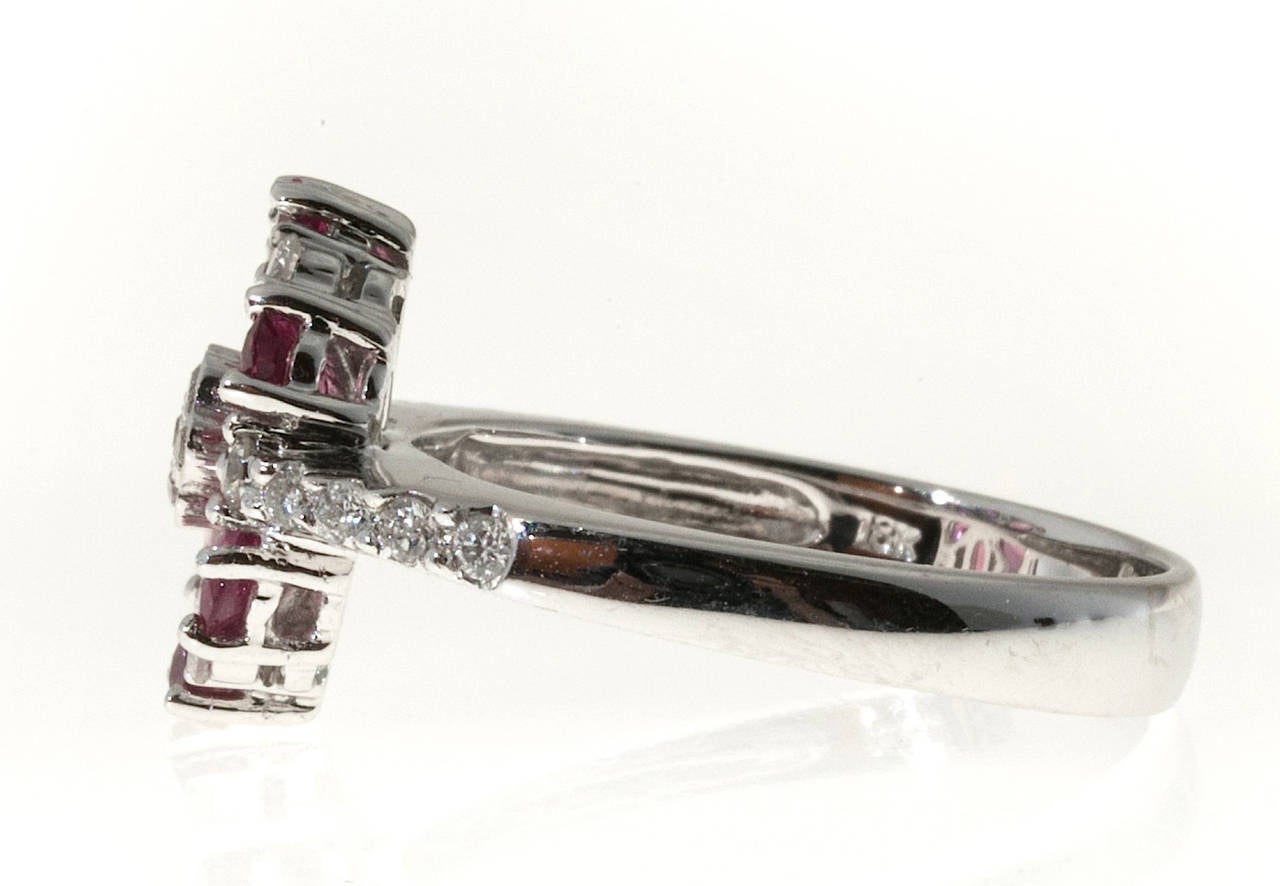 Pink Tourmaline Diamond White Gold Ring In Good Condition In Stamford, CT