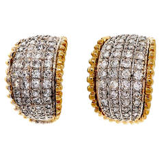 1950s Curved Diamond Gold Domed Earrings 2