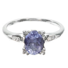 Jabel Natural GIA Cert Blue Sapphire Diamond Gold Engagement Ring