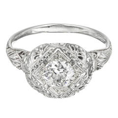 Old European Cut Diamond Gold Filigree Engagement Ring 3