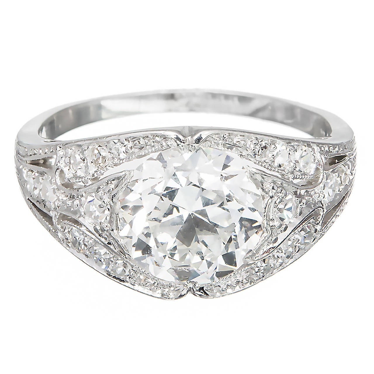 GIA Cert Ideal Old European Cut Diamond Platinum Engagement Ring