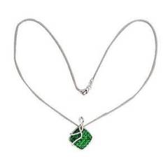 Dilamani Tsavorite Garnet Diamond Gold Pendant Necklace