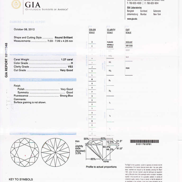 Platin-Verlobungsring mit GIA-zertifiziertem 1,27 Karat Diamant und Saphir im Zustand „Gut“ im Angebot in Stamford, CT