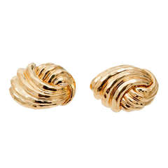 Henry Dunay Gold Faceted Clip Post Earrings