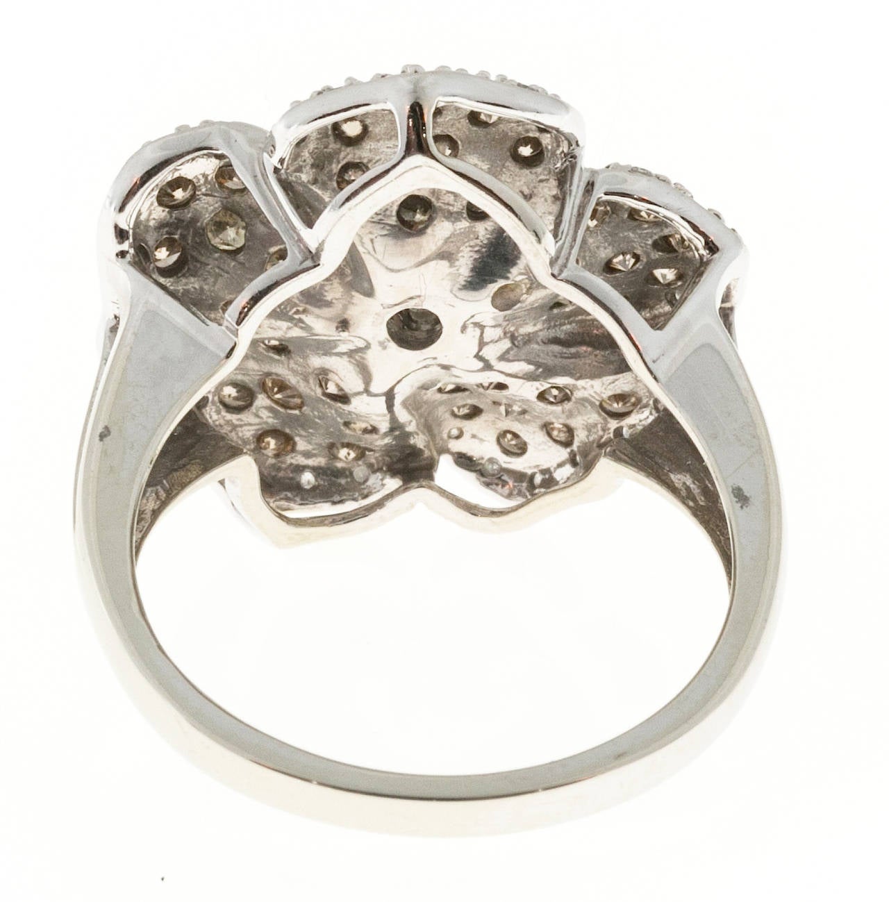 Women's Diamond Gold Five Petal Flower Ring
