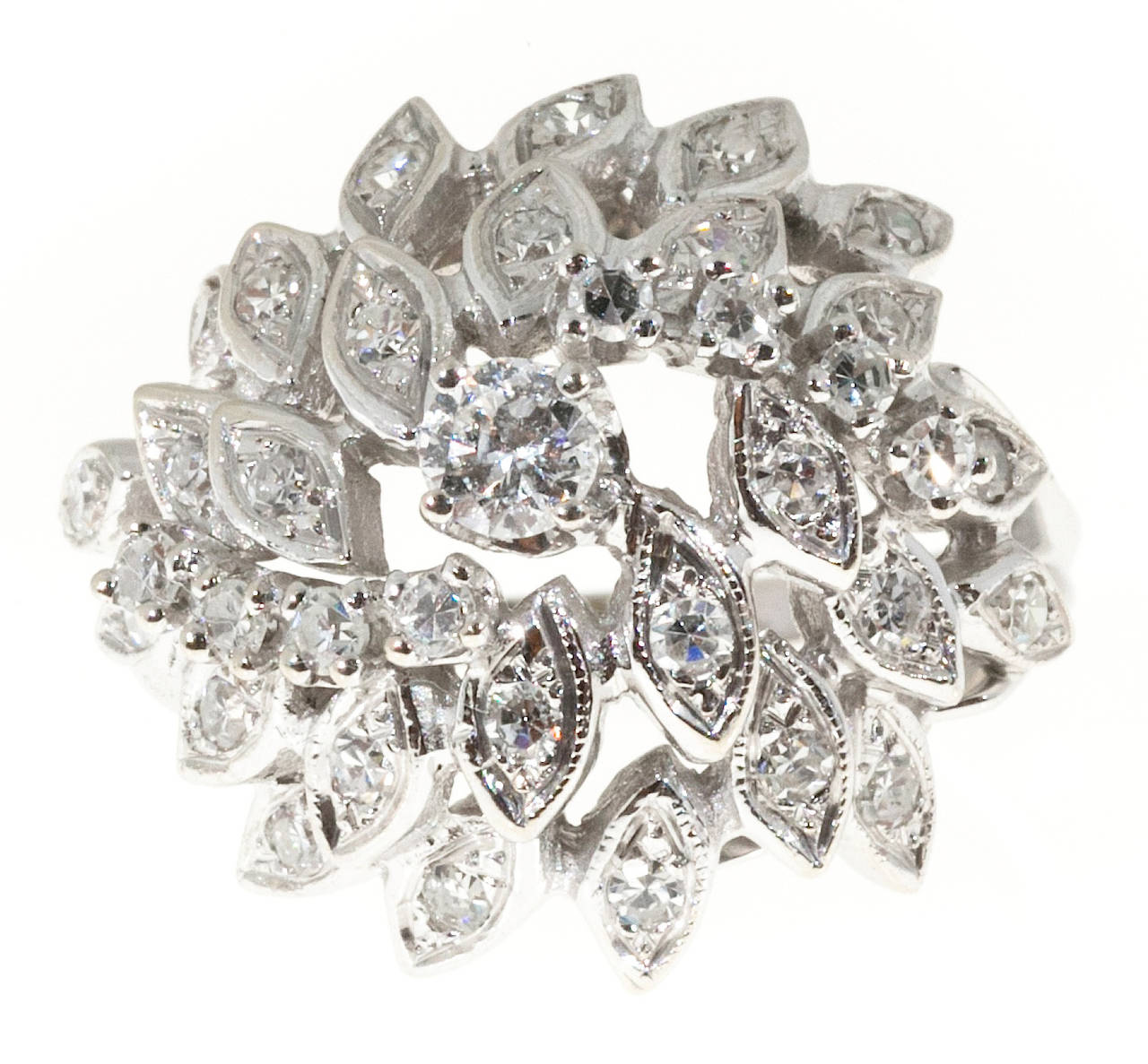 Women's Diamond Gold Hurricane Design Dome Ring