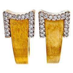 Ribbon Diamond Yellow White Gold Earrings 8
