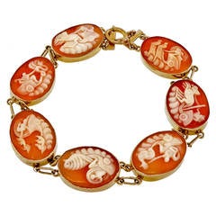 Oval Carved Cameo Yellow Gold Bracelet 9