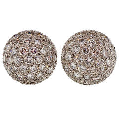 High Dome Diamond 3-D Cluster White Gold Earrings 12