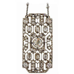 1920s Old European Rose Cut Diamond Platinum Pendant 5