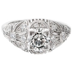 EGL Certified 1.03 Carat Transitional Cut Diamond Platinum Dome Engagement Ring