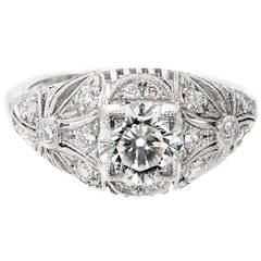 EGL Certified 1.03 Carat Transitional Cut Diamond Platinum Dome Engagement Ring 10