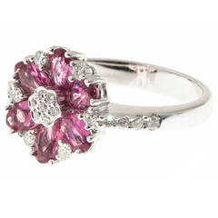 Pink Tourmaline Diamond White Gold Ring 11