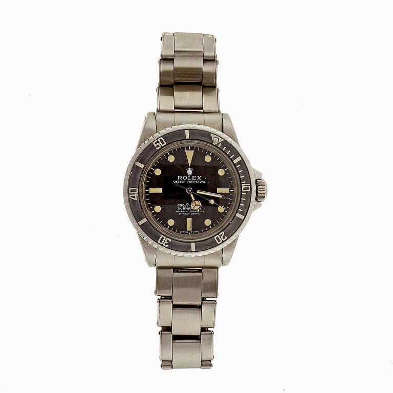Rolex Stainless Steel No-Date Submariner Wristwatch Ref 5512 In Good Condition In Stamford, CT