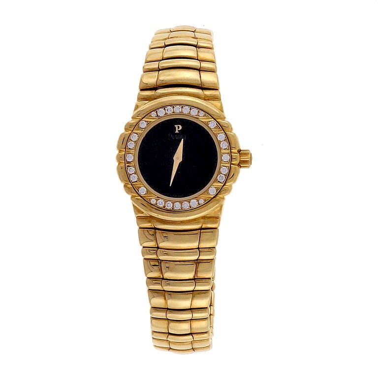 Piaget Ladies Yellow Gold Diamond Bezel Quartz Wristwatch In Good Condition In Stamford, CT