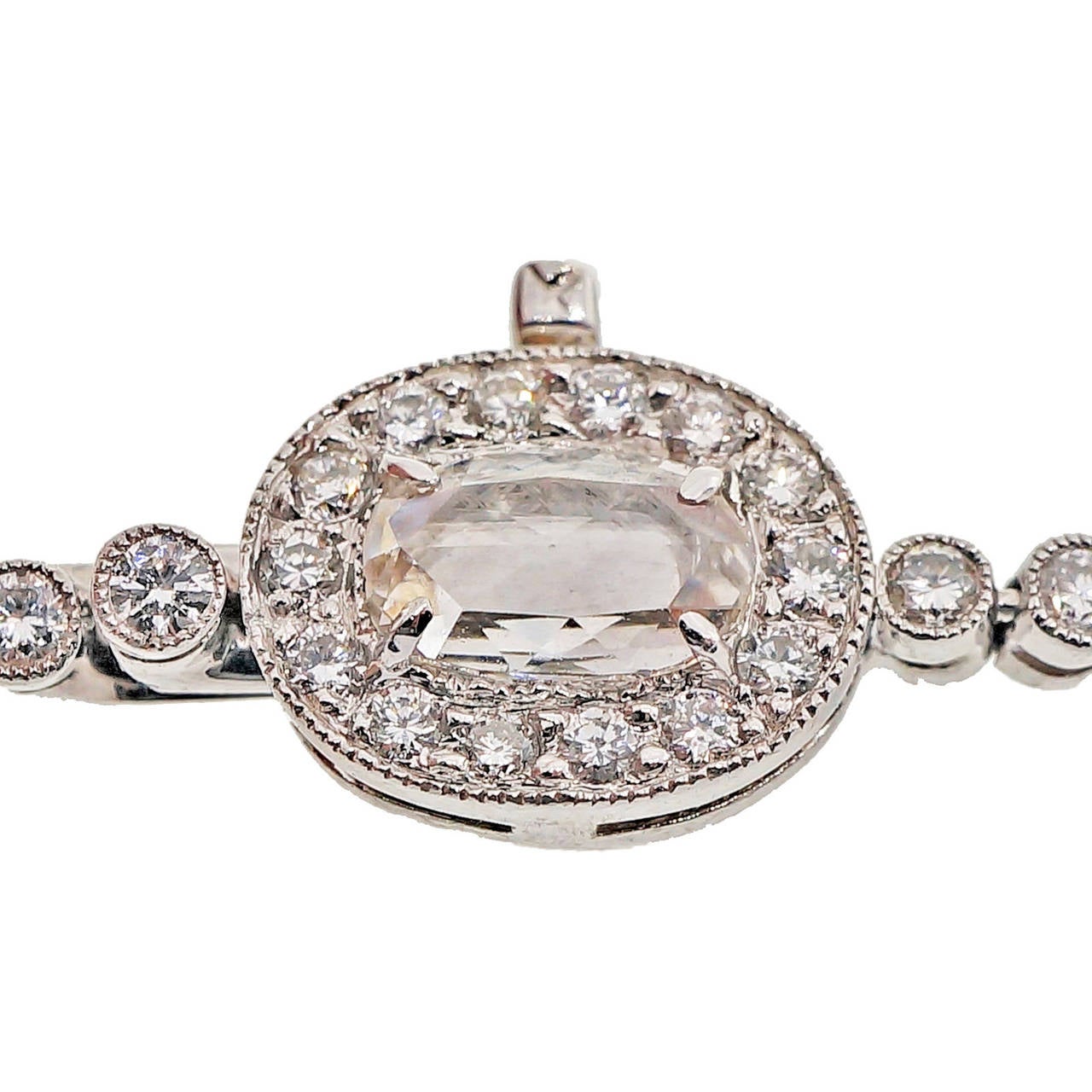 Diamond Platinum Milgrain Bead Set Necklace For Sale at 1stdibs