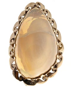 37.00 Carat Pear Shaped Opal Gold Cocktail Ring