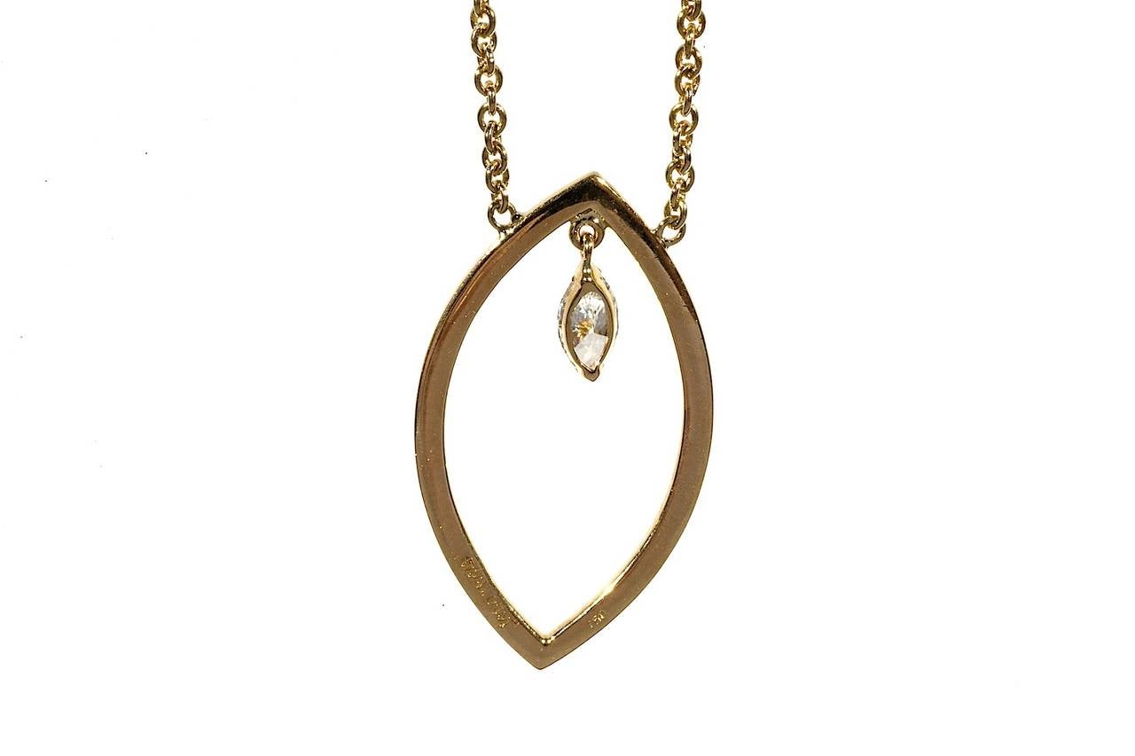 Women's Jade Trau Marquise Diamond Gold Pendant Necklace