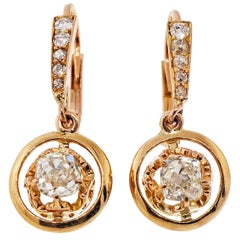 Victorian Diamond Rose Gold Dangle Earrings