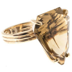 Citrine Quartz Gold Cocktail Ring 10