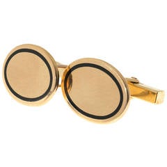 Tiffany & Co. Oval Enamel Gold Cufflinks