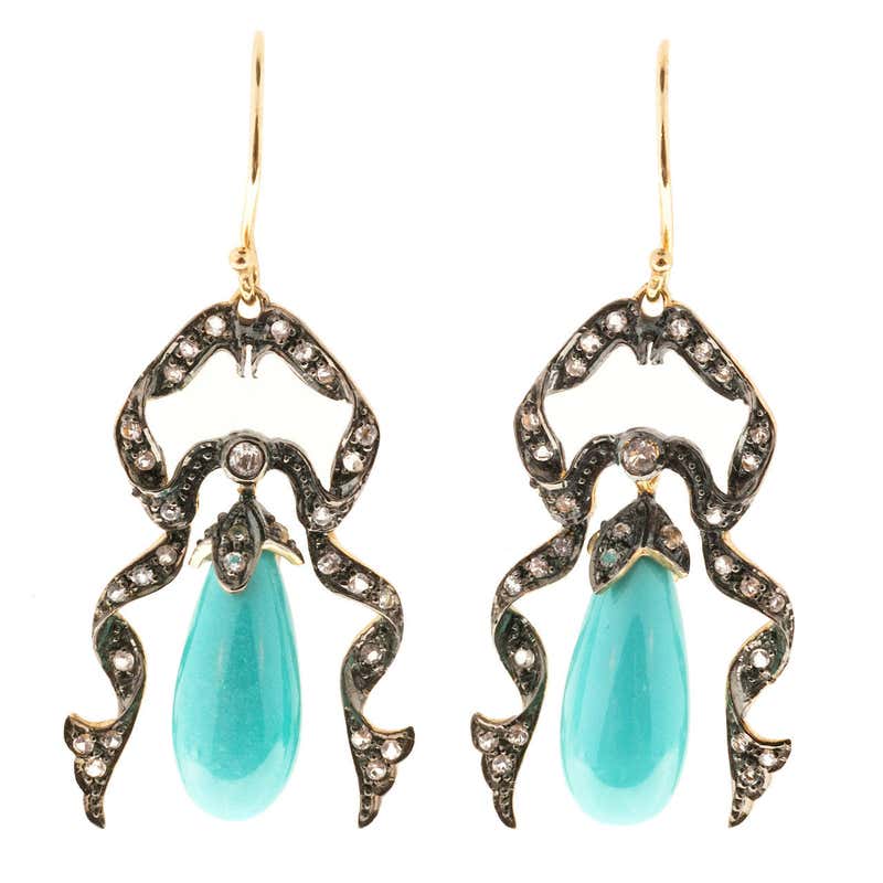 Victorian Turquoise Earrings at 1stDibs