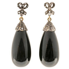Black Onyx Diamond Silver Rose Gold Dangle Earrings 5