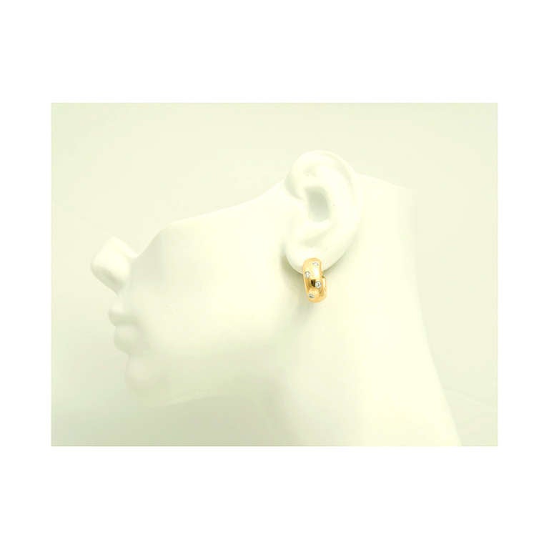Tiffany & Co Etoile Yellow Gold .38ct Diamond Hoop Earrings 2