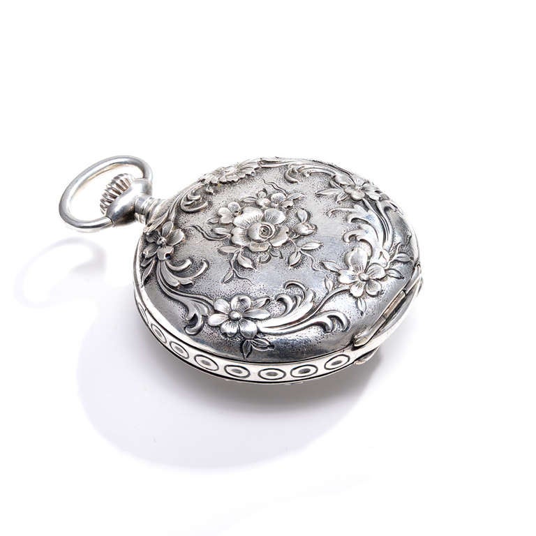 Tiffany & Co Sterling Silver Art Nouveau Pendant Watch circa 1900 In Excellent Condition In Stamford, CT