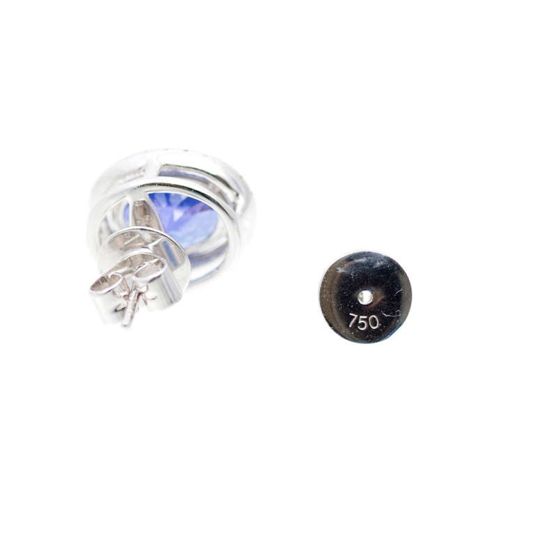 ED Gem Purple Oval Tanzanite And Diamond Earrings In Excellent Condition In Stamford, CT