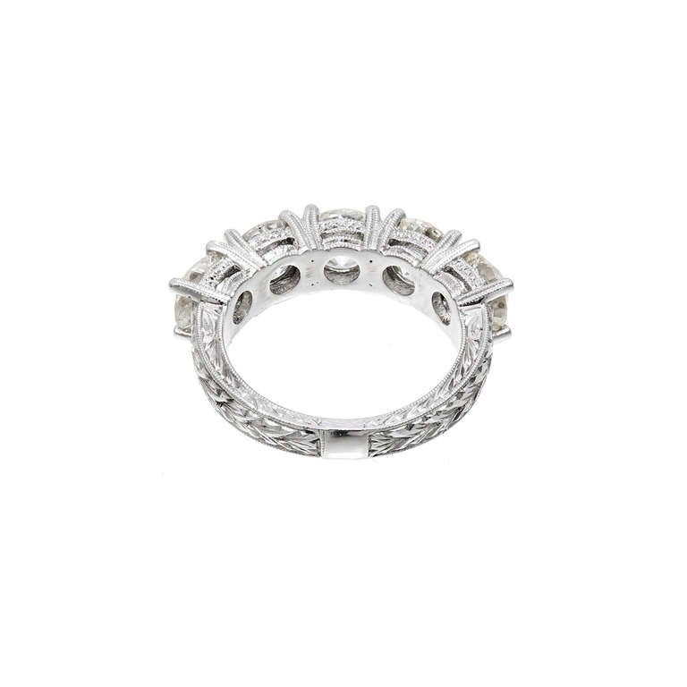 Peter Suchy 4.05 Carat 5 Diamond Engraved Platinum Wedding Band Ring ...