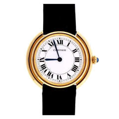 Retro Cartier Yellow Gold Vendome Wristwatch