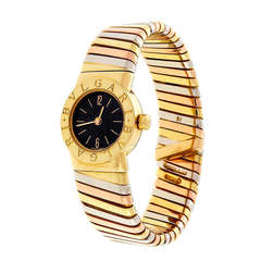 Bulgari Lady's Three-Color Gold Tubogas Wristwatch 2