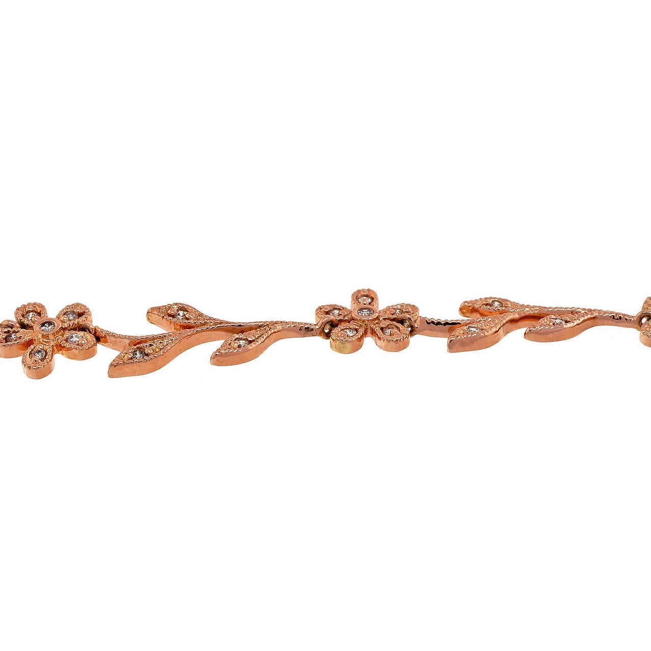 Diamond Gold Flower and Vine Bracelet In Good Condition In Stamford, CT