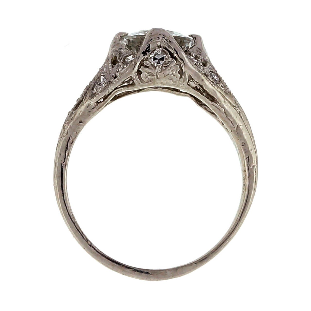 Women's GIA Cert Sapphire Diamond Platinum Engagement Ring