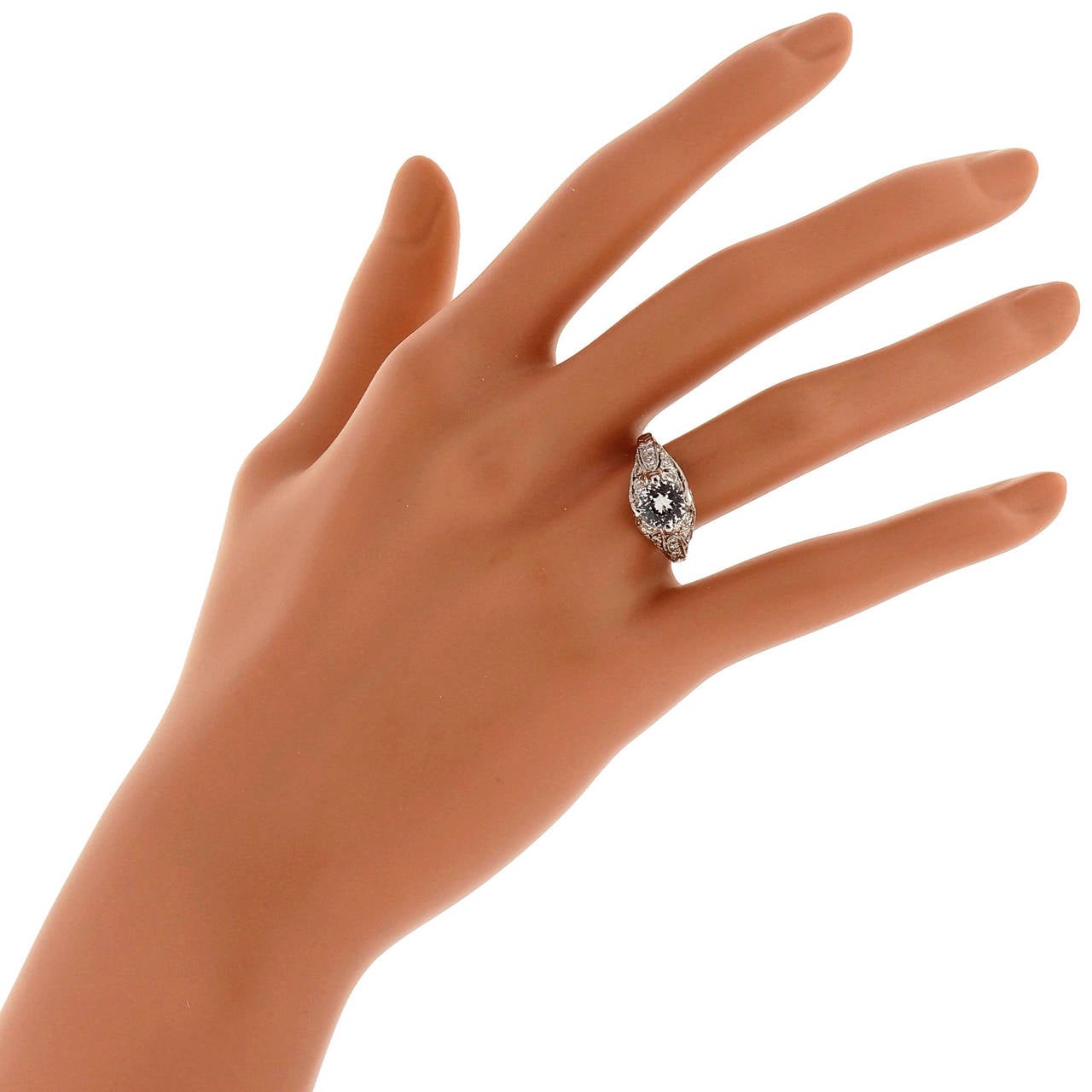GIA Cert Sapphire Diamond Platinum Engagement Ring 1