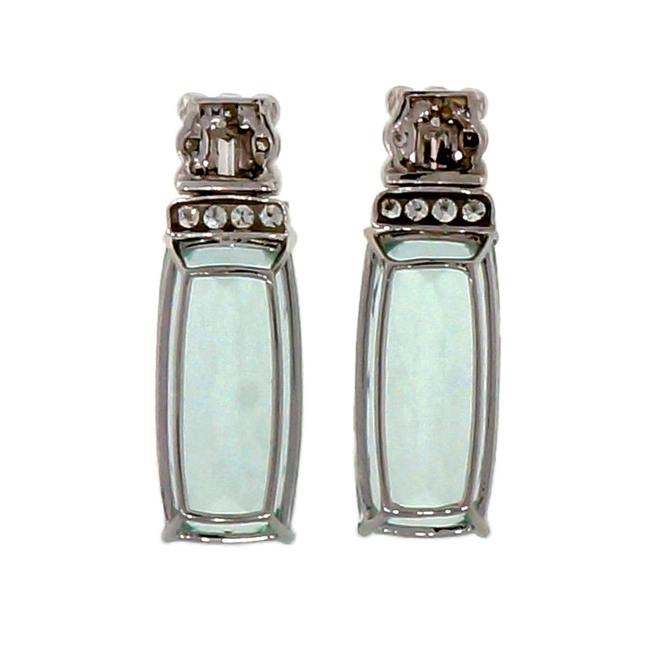 Women's Natural Aquamarine Diamond Platinum Dangle Earrings