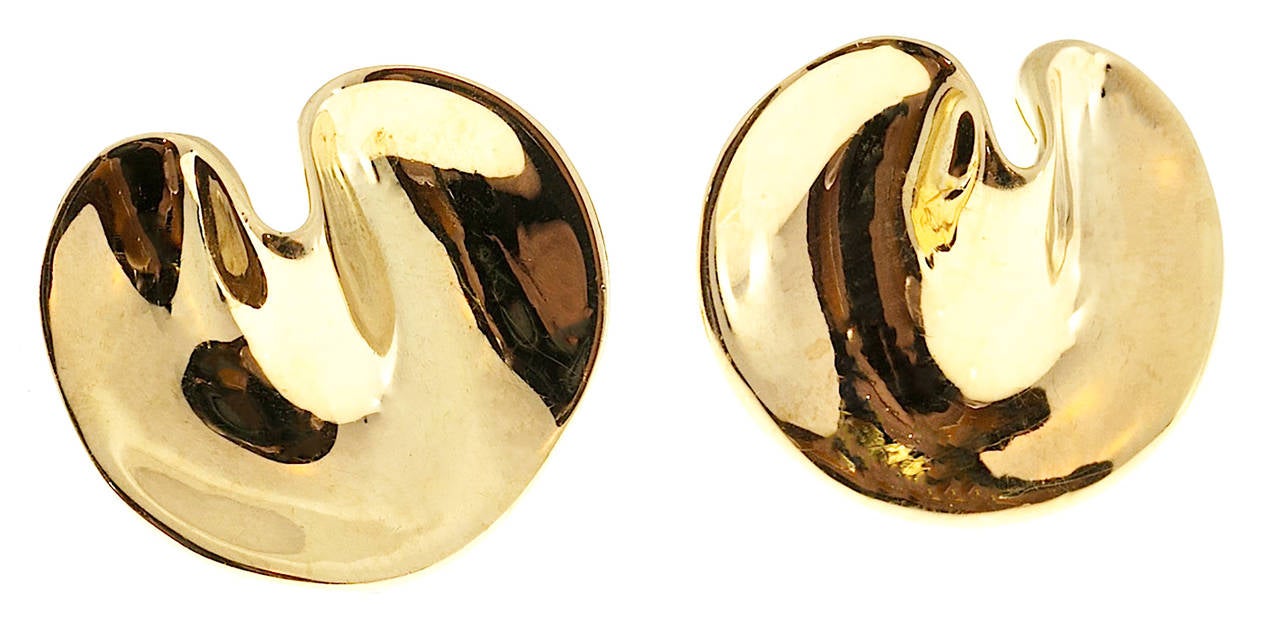 Tiffany & Co. Angela Cummings Free Form Gold Clip Post Earrings 1