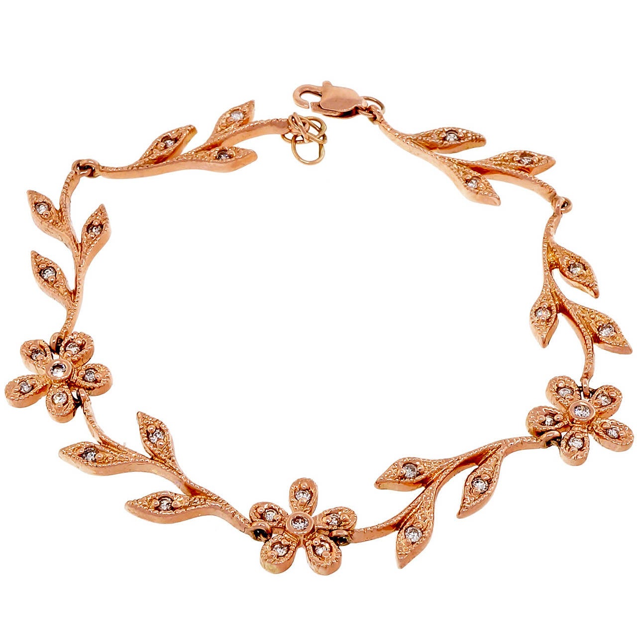 Diamond Gold Flower and Vine Bracelet