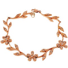 Diamond Gold Flower and Vine Bracelet