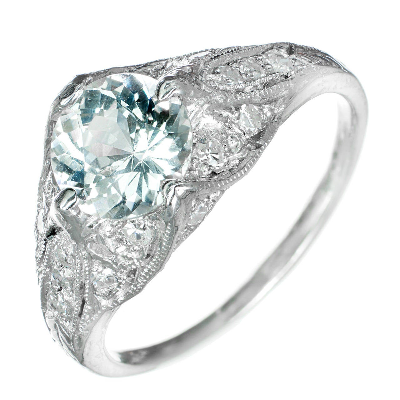 GIA Cert Sapphire Diamond Platinum Engagement Ring