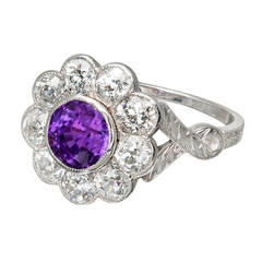 Purple Natural Sapphire Diamond Platinum Ring 2